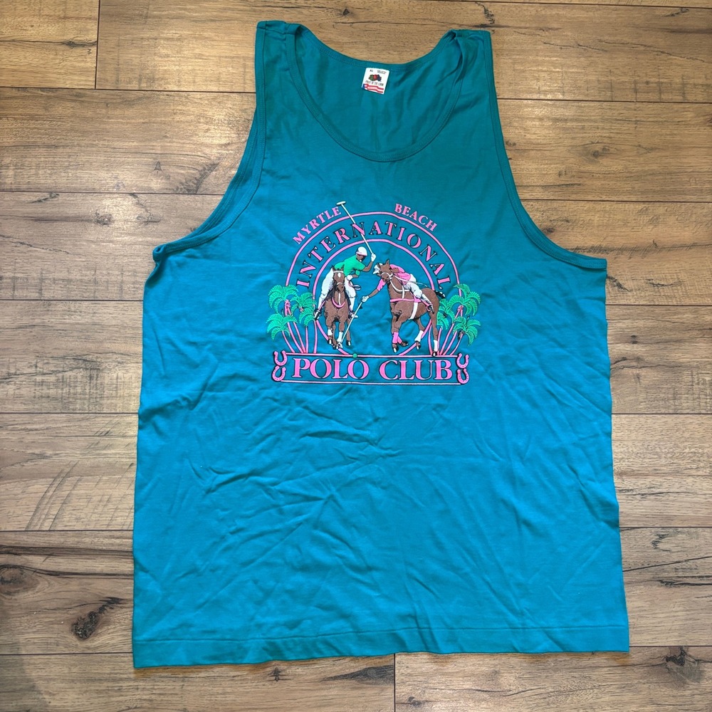 Fruit of the Loom Myrtle Beach International Polo Club Tank Top Teal XL